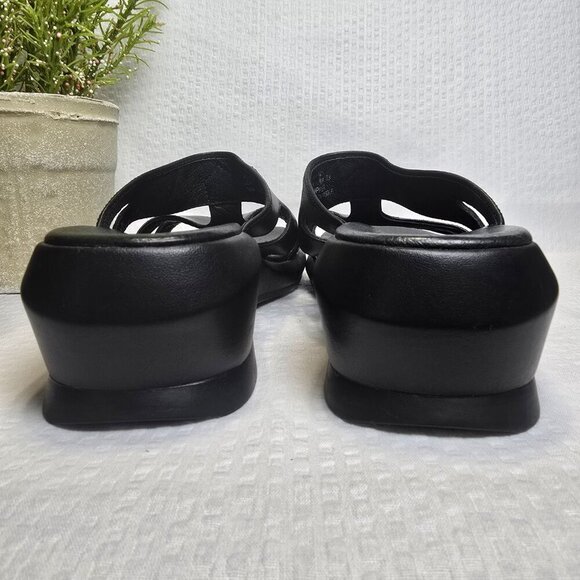 CLARK BLACK LEATHER STAPPY SANDAL WEDGE WOMENS SIZE 6 - Picture 7 of 7